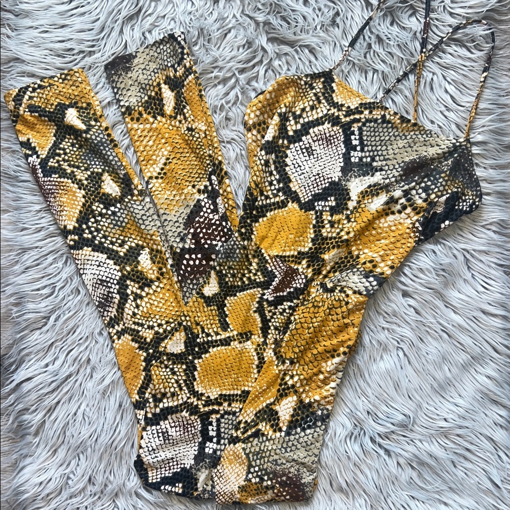 Yellow Snake Print Jumpsuit